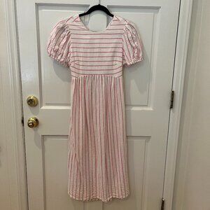 Scoop Pink and White Striped Open-Back Midi Dress - Size M (8/10)